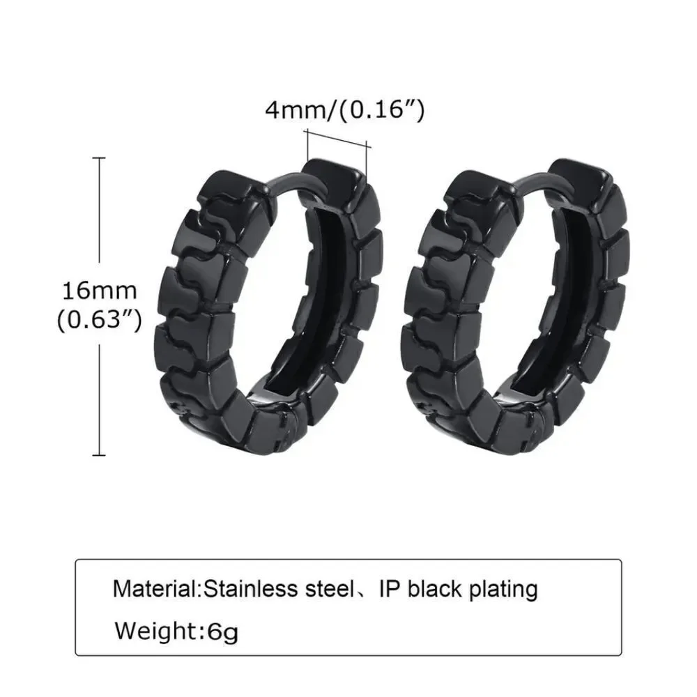 Black Hoop Structure Earrings